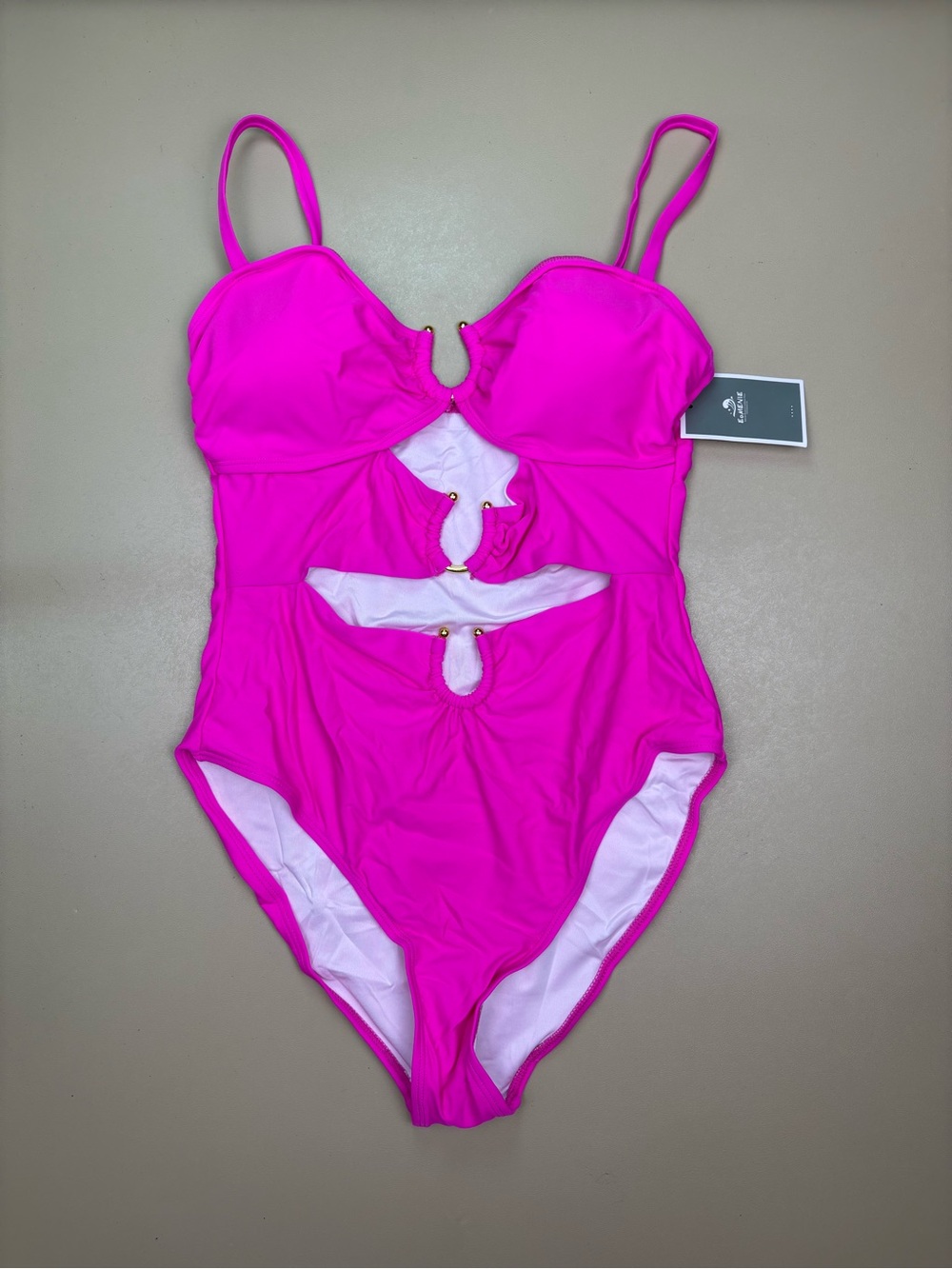 Eomenie Neon Pink Cutout One Piece Swimsuit Medium NWT Monokini
